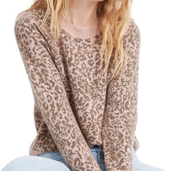 Madewell Sweaters - Madewell Shrunken Pullover Sweater Leopard Pink M